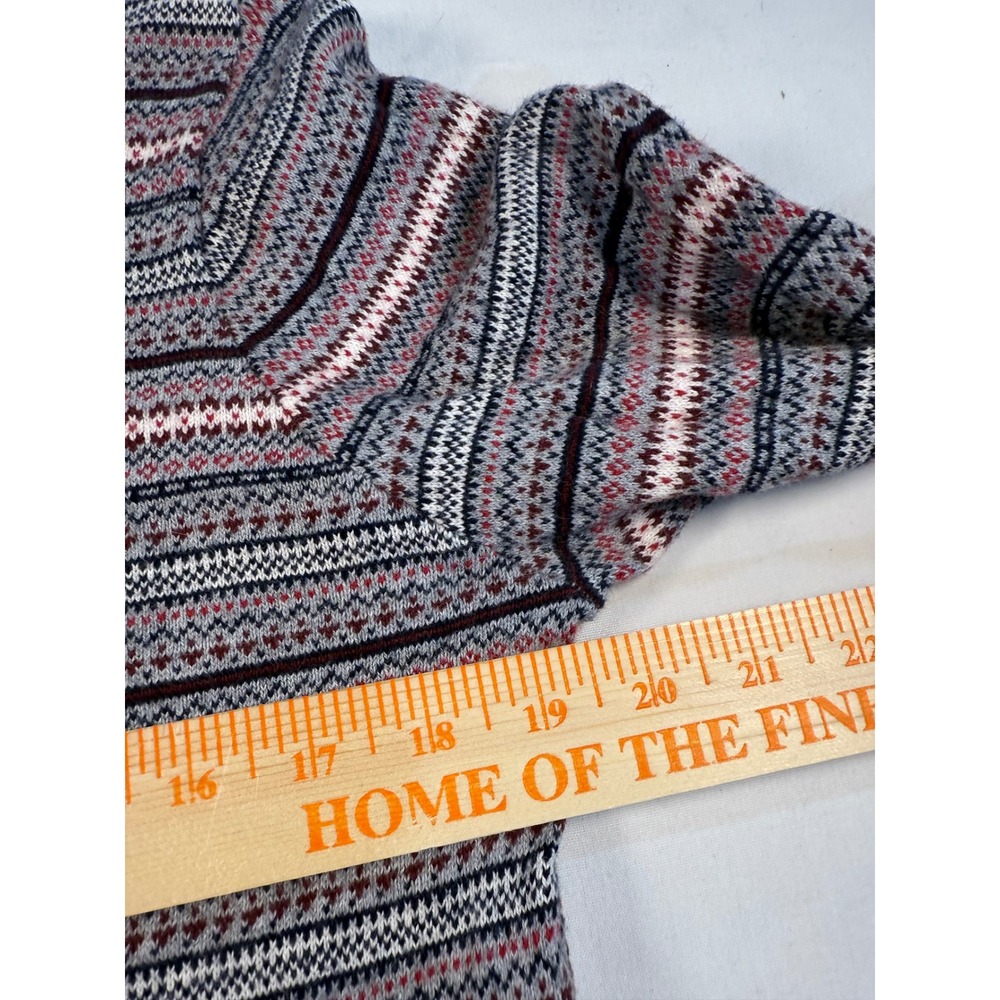 L.L.Bean Fair Isle Turtleneck Sweater Women Size L Gray Pink Blue Pattern Cotton - Picture 14 of 14